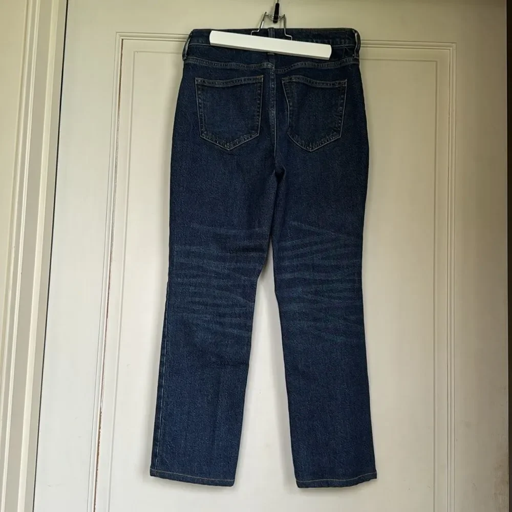 J. Crew Dark Indigo Straight Jeans Cropped, Like New Worn Once